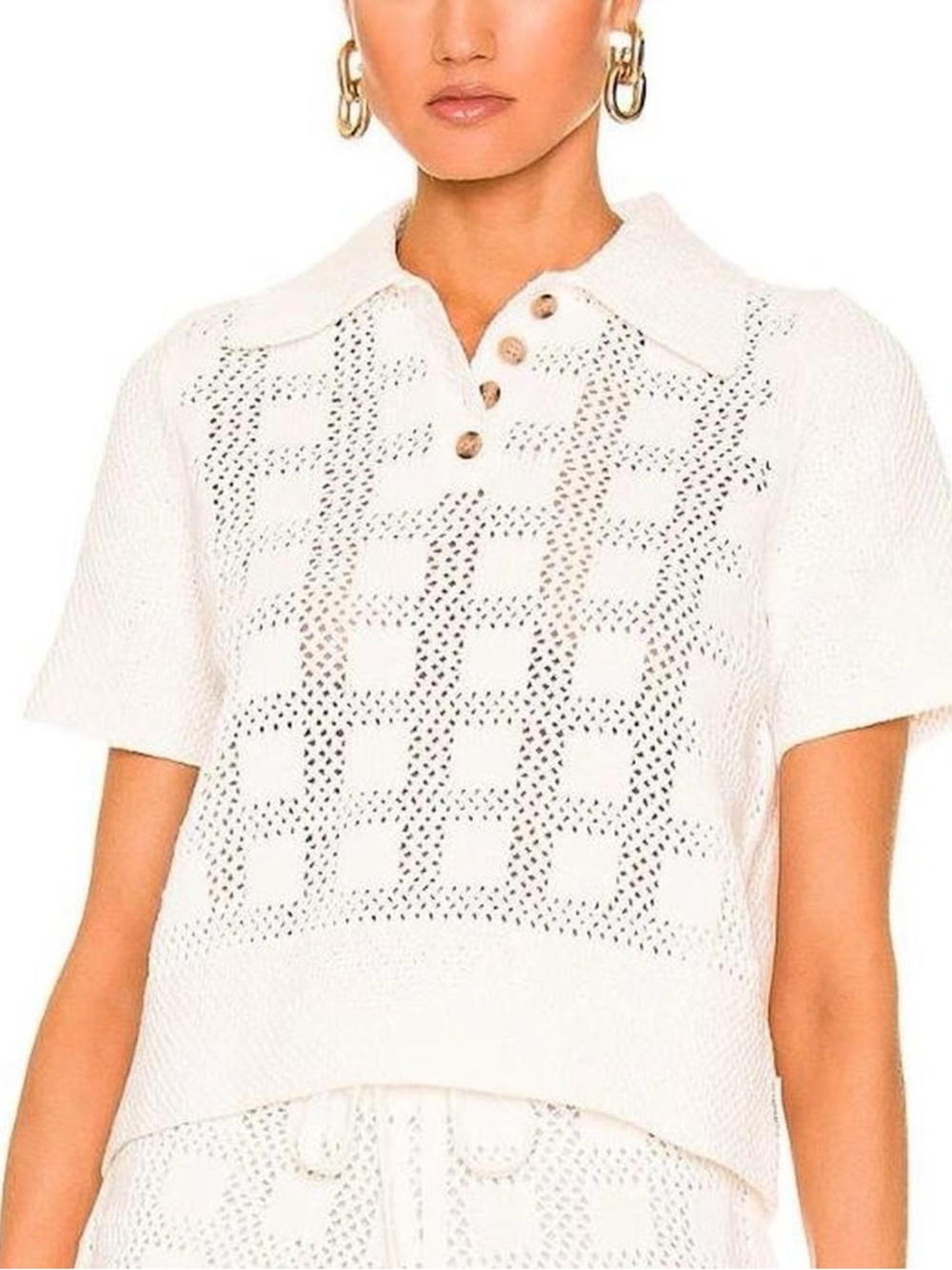 Zimmermann White Knit Polo Top